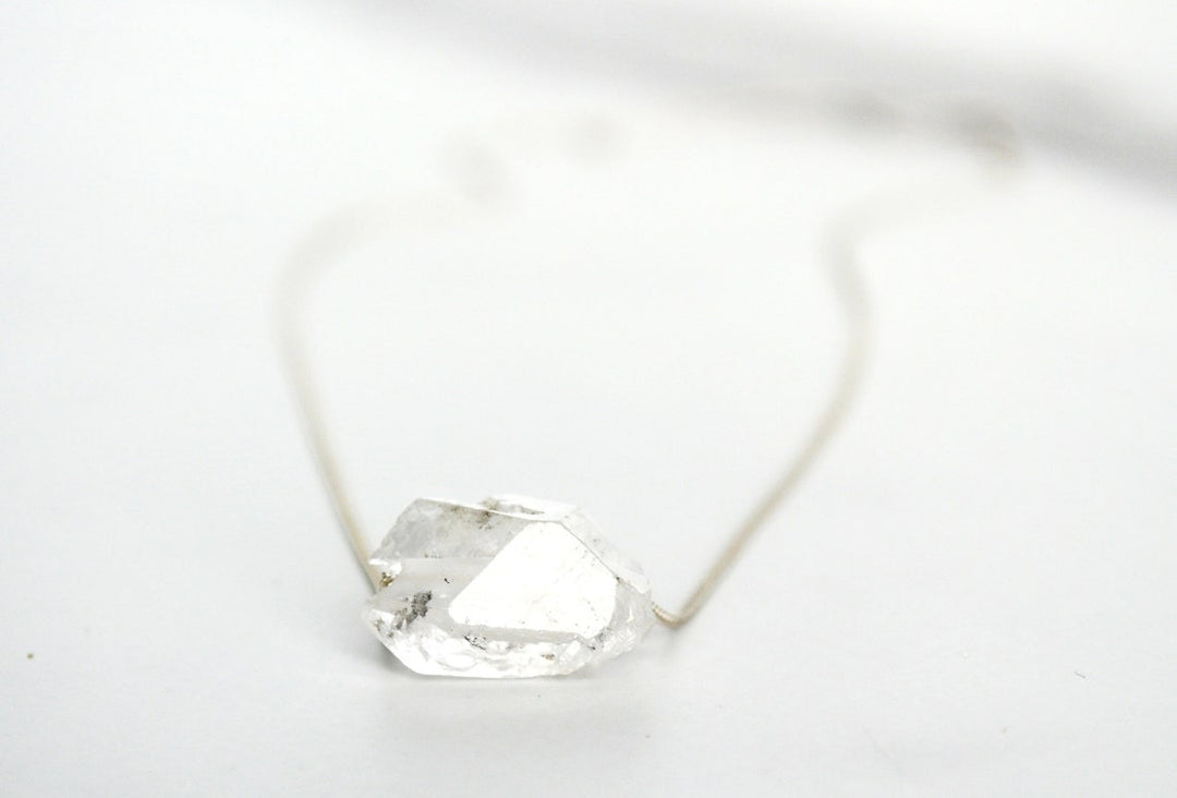 Herkimer Diamond Necklace, April Birthstone Necklace, Raw Herkimer Diamond Layering Necklace, Boho Necklace, Healing Crystal, Birthday Gift