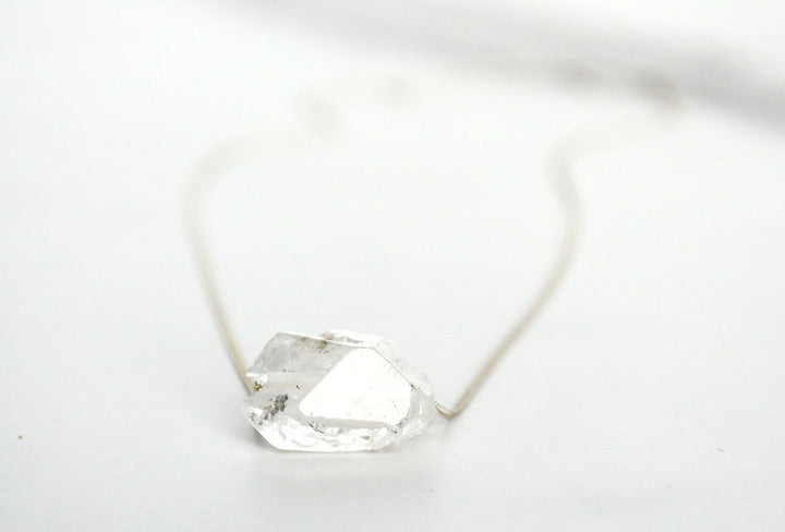Herkimer Diamond Necklace, April Birthstone Necklace, Raw Herkimer Diamond Layering Necklace, Boho Necklace, Healing Crystal, Birthday Gift