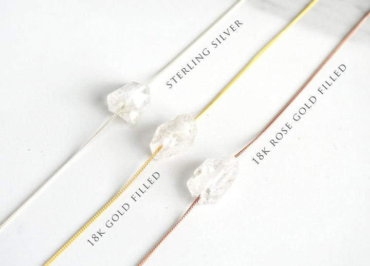 Herkimer Diamond Necklace, April Birthstone Necklace, Raw Herkimer Diamond Layering Necklace, Boho Necklace, Healing Crystal, Birthday Gift