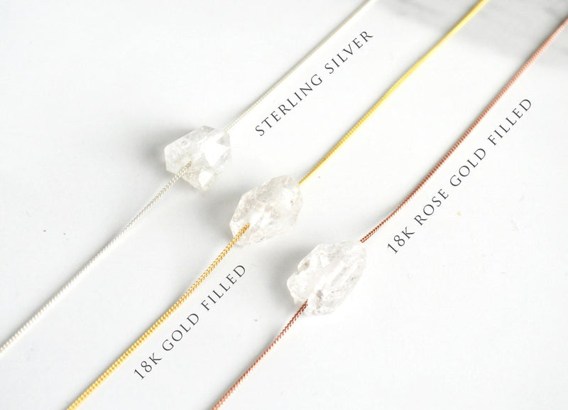 Herkimer Diamond Necklace, April Birthstone Necklace, Raw Herkimer Diamond Layering Necklace, Boho Necklace, Healing Crystal, Birthday Gift