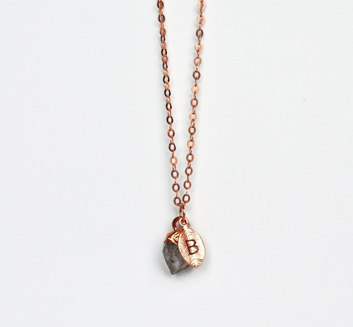 Herkimer Diamond Necklace, April Birthstone Necklace, Bridesmaid Gift, Layering Necklace. Dainty Raw Gemstone Necklace