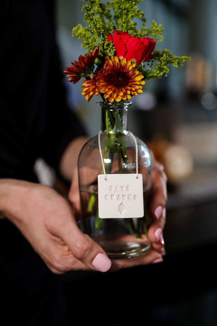 Thanksgiving Hostess Gift, Host Gift - Give Thanks - Glass Bud Vase