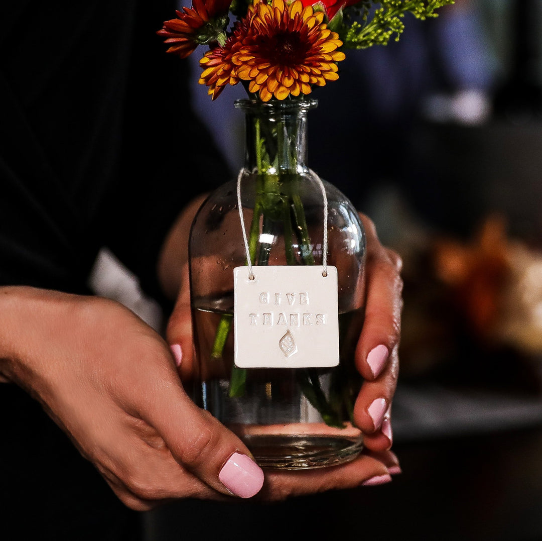 Thanksgiving Hostess Gift, Host Gift - Give Thanks - Glass Bud Vase