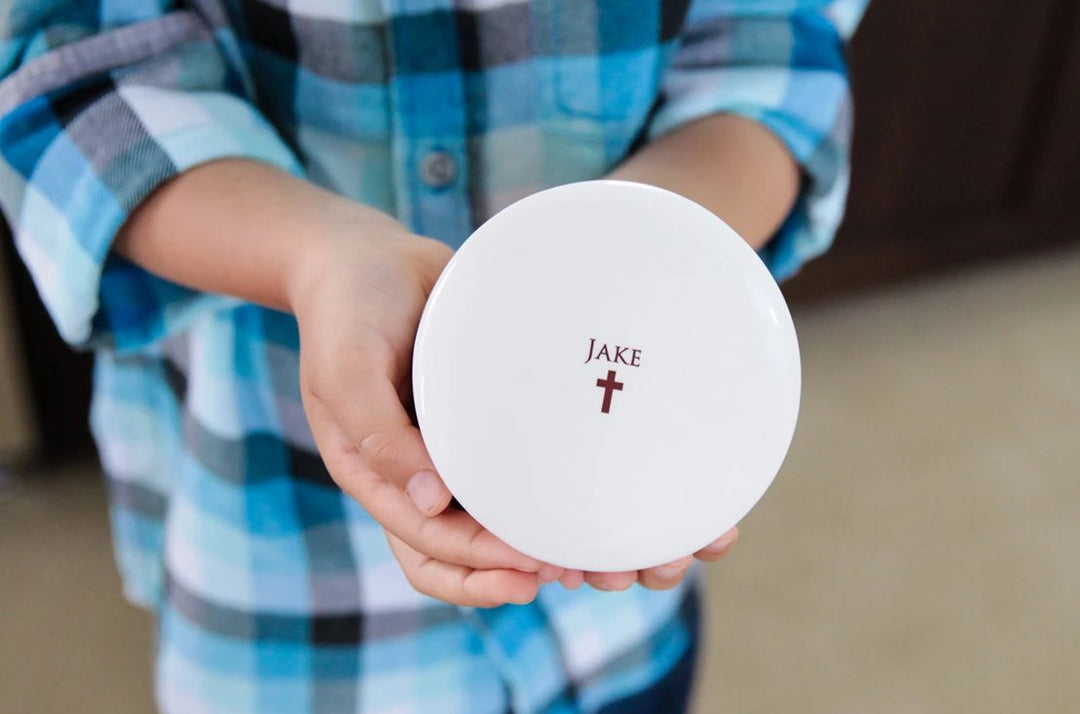 Personalized Keepsake Box with Cross - Round | First Communion