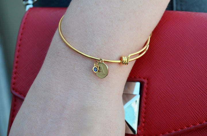 Initial Bracelet, Letter Bracelet, Birthstone Bracelet, Bridesmaid Gift, Mom Gift, Grandma Gift, Baptism Gift, Godchild Gift, Birthday Gift