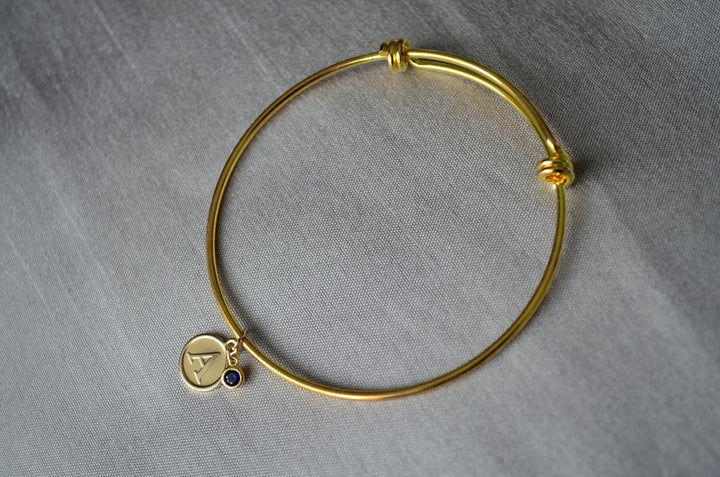 Initial Bracelet, Letter Bracelet, Birthstone Bracelet, Bridesmaid Gift, Mom Gift, Grandma Gift, Baptism Gift, Godchild Gift, Birthday Gift