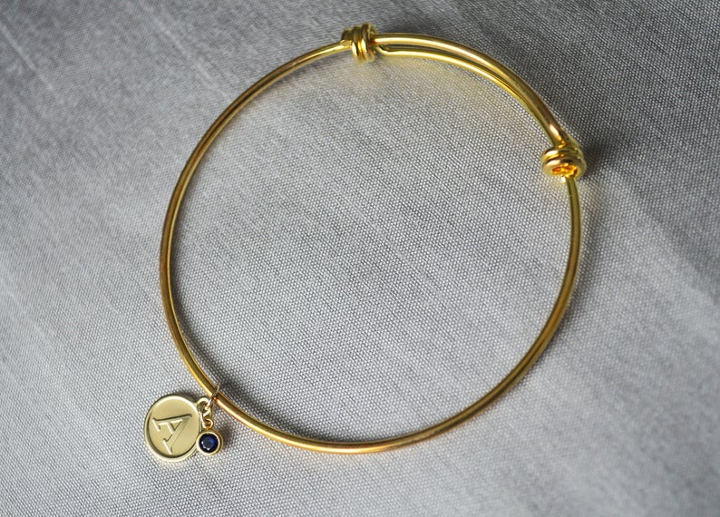 Initial Bracelet, Letter Bracelet, Birthstone Bracelet, Bridesmaid Gift, Mom Gift, Grandma Gift, Baptism Gift, Godchild Gift, Birthday Gift