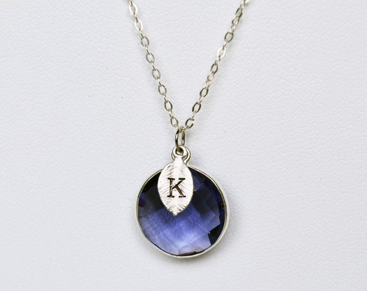 Iolite Necklace, September Birthstone Necklace, Sterling Silver, Round Personalized Necklace, Bridesmaid Gift, Mom Necklace
