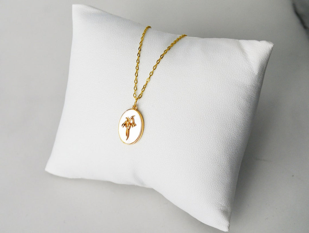 January Pearl Birth Flower Necklace - Snowdrop - Birth Month Flower Jewelry