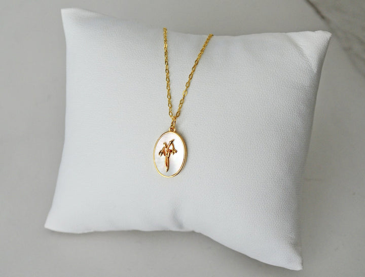 January Pearl Birth Flower Necklace - Snowdrop - Birth Month Flower Jewelry