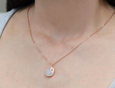June Birthstone Necklace, Personalized Moonstone Necklace, Bridesmaid Necklace, Custom Initial Necklace, Gift for Her, Moonstone Jewelry