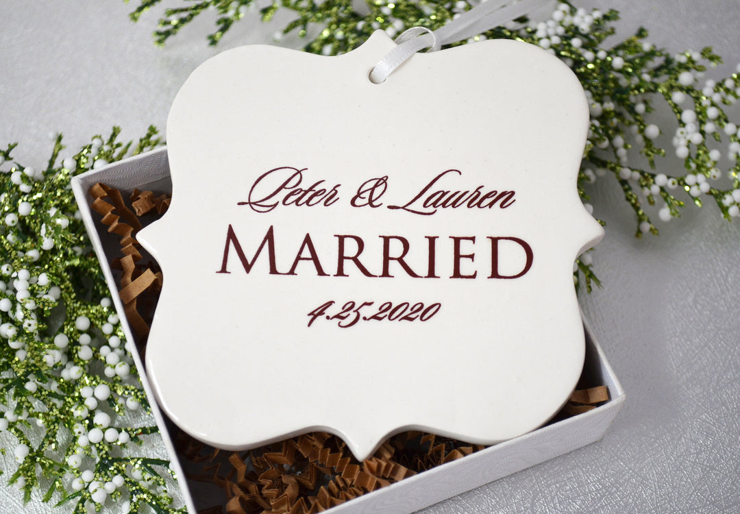 Just Married Ornament, Our First Christmas, Wedding Ornament, Newlywed Ornament - Christmas Gift
