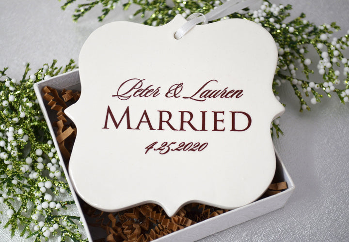 Just Married Ornament, Our First Christmas, Wedding Ornament, Newlywed Ornament - Christmas Gift
