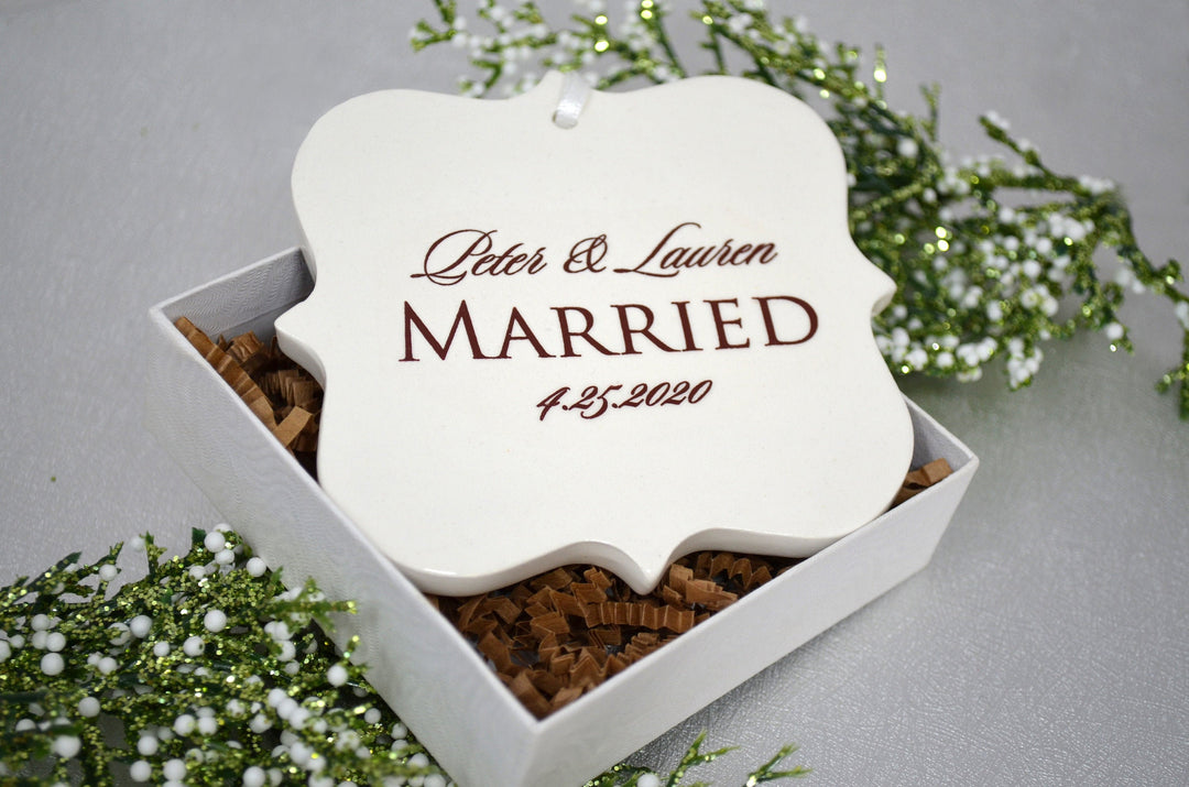 Just Married Ornament, Our First Christmas, Wedding Ornament, Newlywed Ornament - Christmas Gift