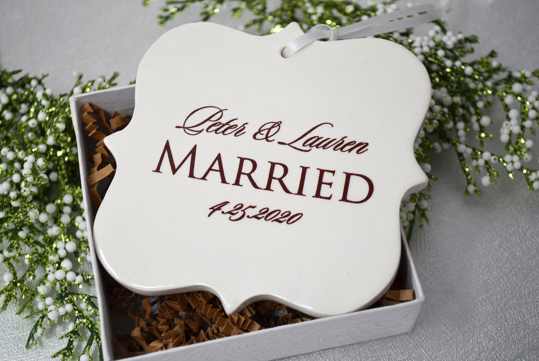 Just Married Ornament, Our First Christmas, Wedding Ornament, Newlywed Ornament - Christmas Gift