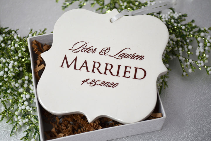 Just Married Ornament, Our First Christmas, Wedding Ornament, Newlywed Ornament - Christmas Gift