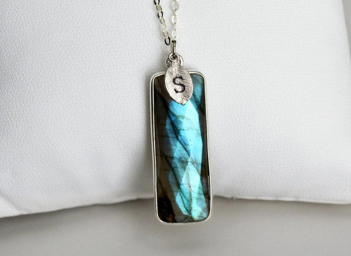 Labradorite Bar Necklace, Labradorite jewelry, Sterling Silver or 18K Gold, Personalized Necklace, Bridesmaid Gift, Gift for Her