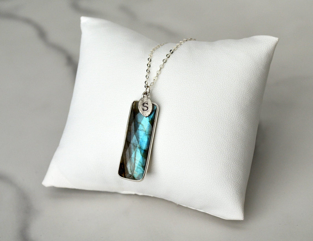 Labradorite Bar Necklace, Labradorite jewelry, Sterling Silver or 18K Gold, Personalized Necklace, Bridesmaid Gift, Gift for Her