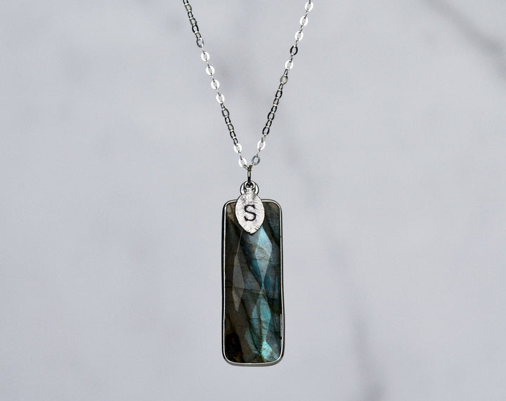 Labradorite Bar Necklace, Labradorite jewelry, Sterling Silver or 18K Gold, Personalized Necklace, Bridesmaid Gift, Gift for Her