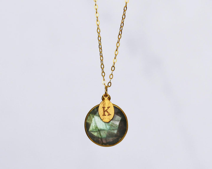 Labradorite Necklace, 18K Gold, Sterling Silver, Bridesmaid Gift, Gift for Her, Mom Gift, Personalized Round Necklace, Labradorite jewelry,