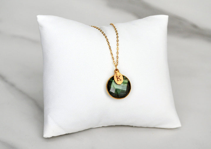 Labradorite Necklace, 18K Gold, Sterling Silver, Bridesmaid Gift, Gift for Her, Mom Gift, Personalized Round Necklace, Labradorite jewelry,