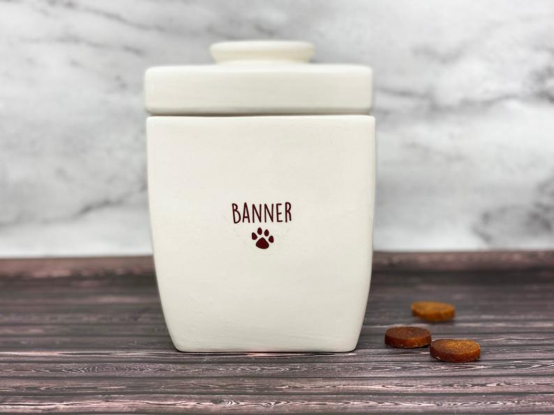 Large Personalized Dog Treat Jar, Dog Gift, Puppy Gift, Dog Lover Gift, Treat Jar with Name or Logo