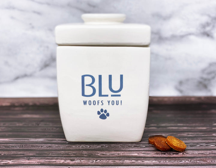 Large Personalized Dog Treat with Logo or Name, Dog Gift, Puppy Gift, Dog Lover Gift, Ceramic Treat Jar