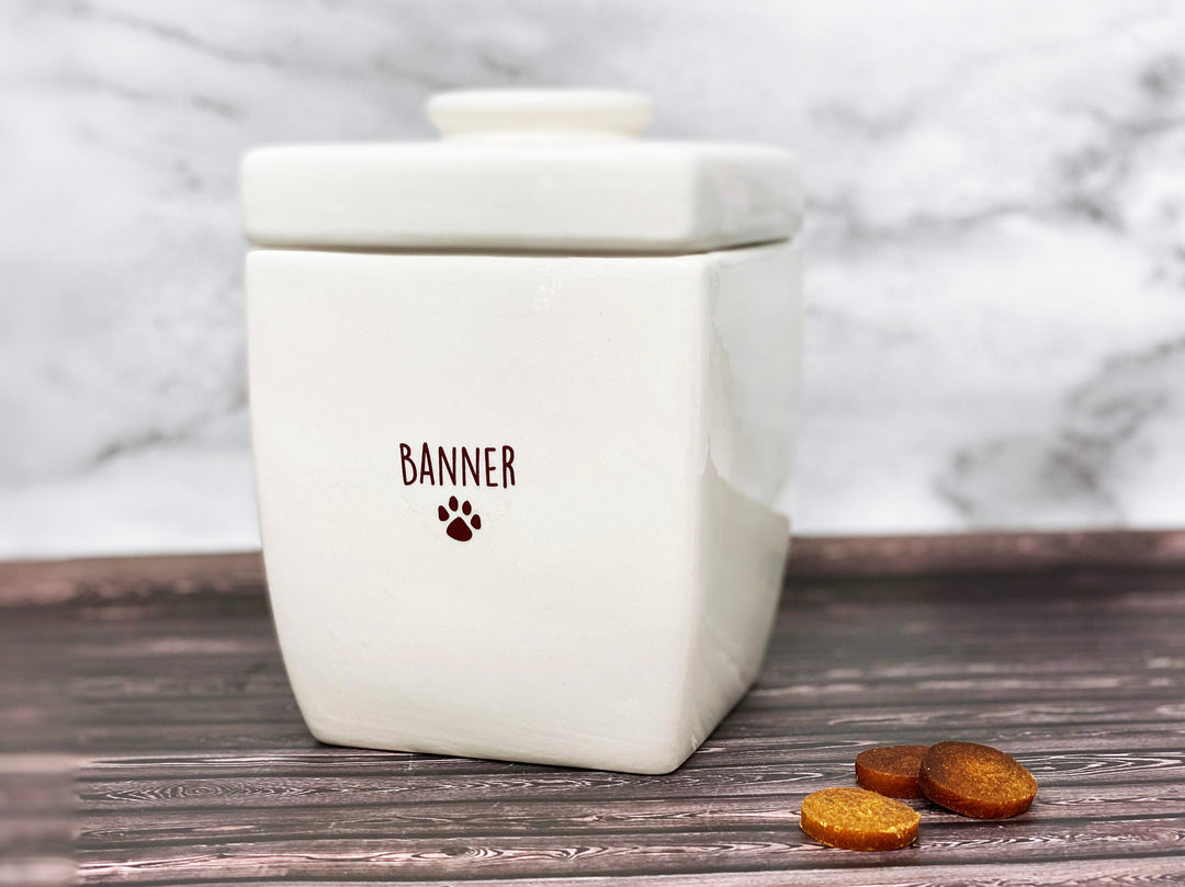 Large Personalized Dog Treat with Logo or Name, Dog Gift, Puppy Gift, Dog Lover Gift, Ceramic Treat Jar