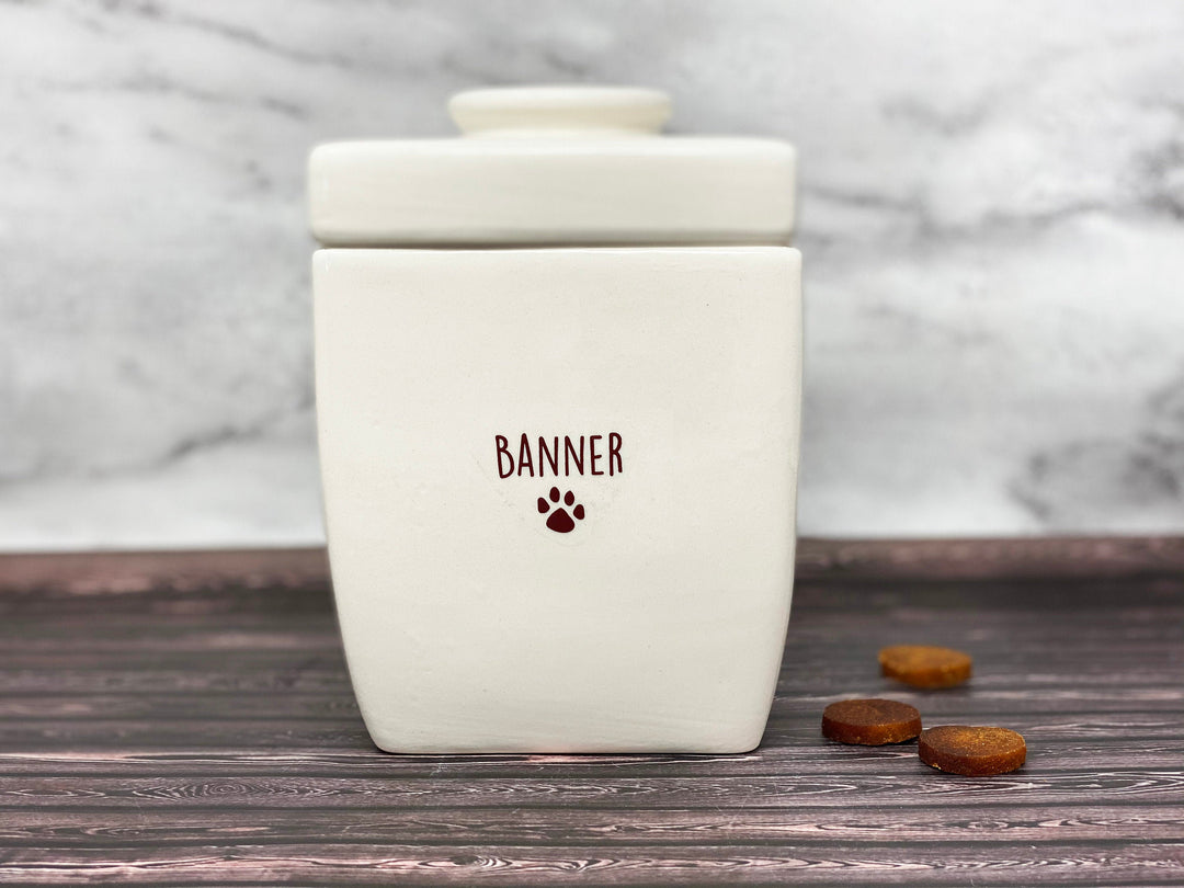 Large Personalized Dog Treat with Logo or Name, Dog Gift, Puppy Gift, Dog Lover Gift, Ceramic Treat Jar
