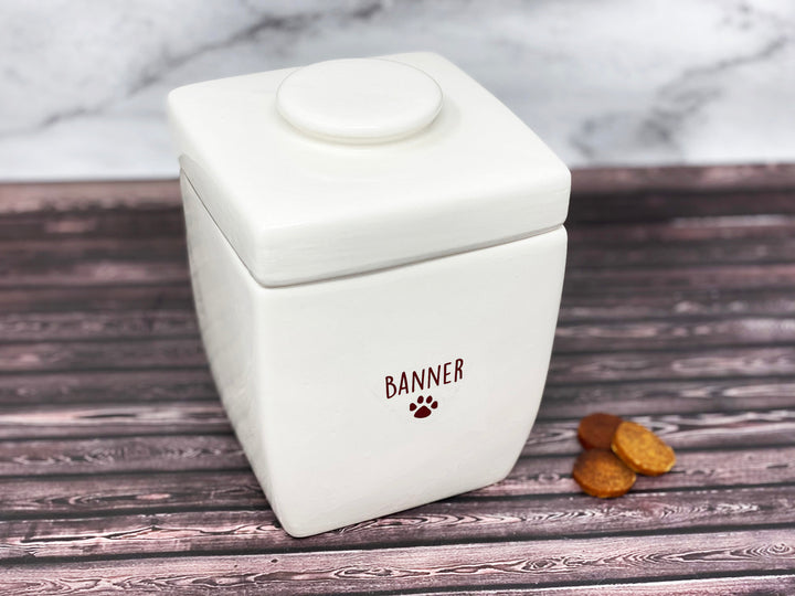Large Personalized Dog Treat with Logo or Name, Dog Gift, Puppy Gift, Dog Lover Gift, Ceramic Treat Jar