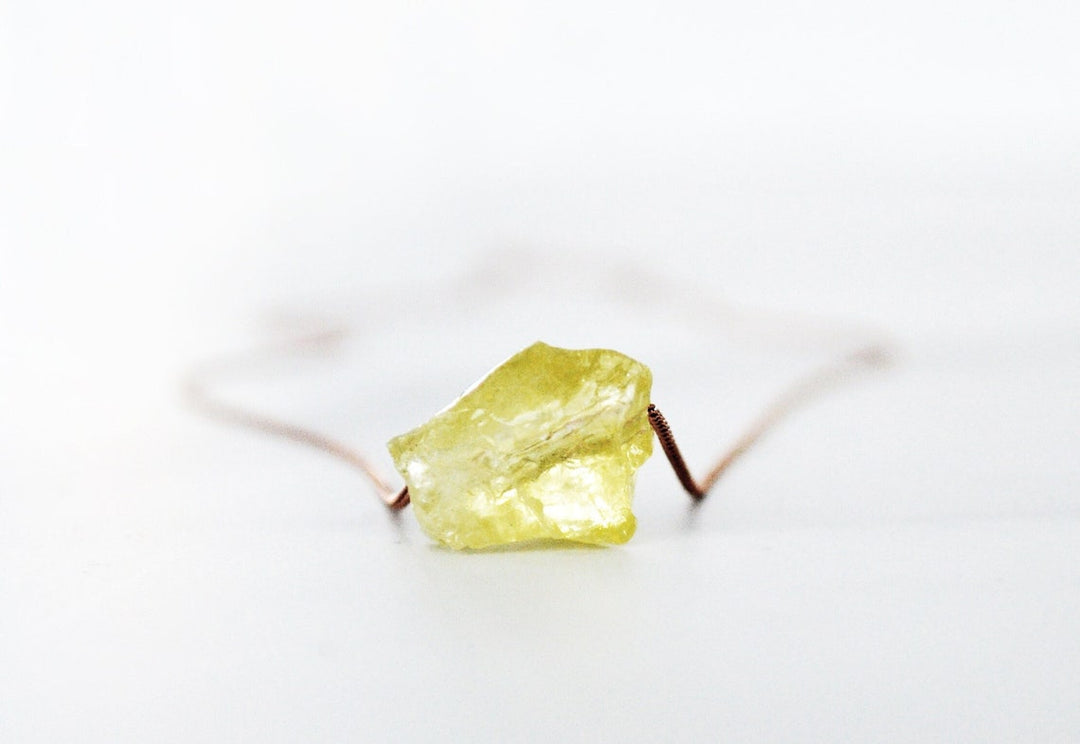 Lemon Quartz Necklace, Raw Yellow Quartz Stone Layering Necklace, Boho Necklace, Healing Crystal Necklace, Birthday Gift