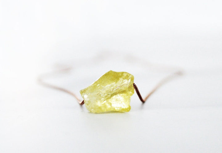 Lemon Quartz Necklace, Raw Yellow Quartz Stone Layering Necklace, Boho Necklace, Healing Crystal Necklace, Birthday Gift