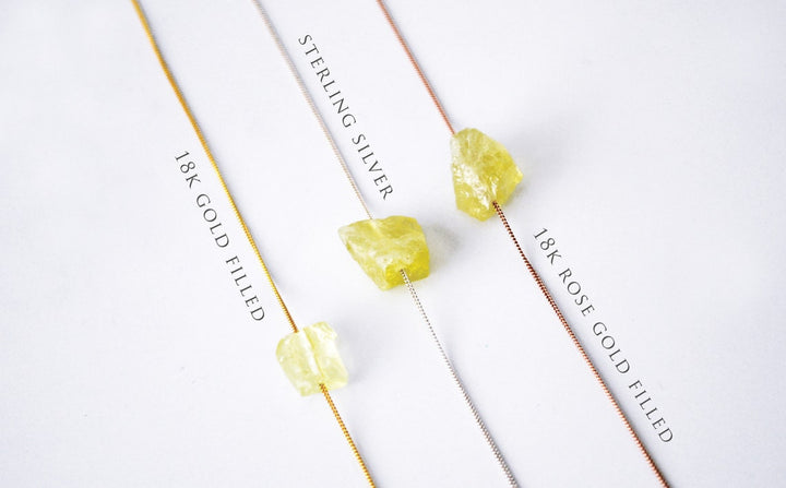 Lemon Quartz Necklace, Raw Yellow Quartz Stone Layering Necklace, Boho Necklace, Healing Crystal Necklace, Birthday Gift