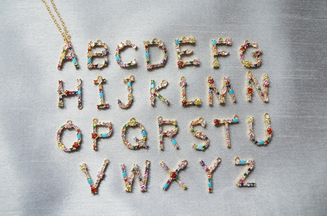 Letter Necklace, Initial Necklace, Friend Gift, Mom Gift, 18K Gold Plated Rainbow Necklace
