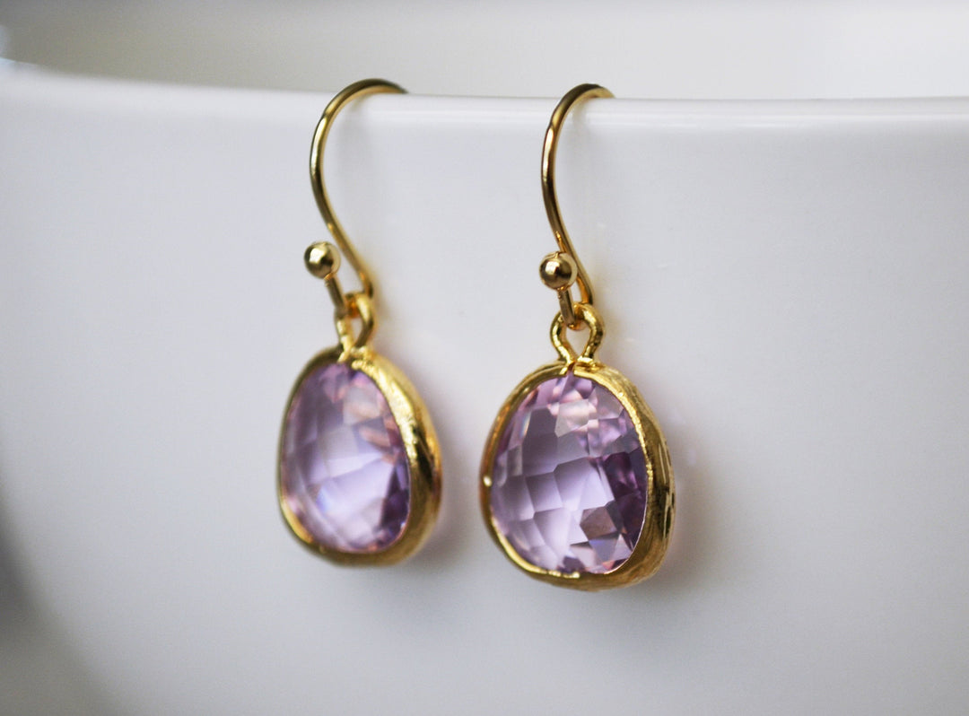 Lilac Earrings, Lilac Jewelry Set, February Birthstone Necklace, Aquarius Necklace