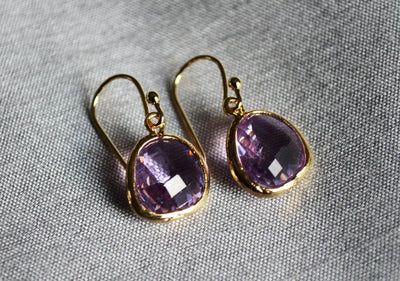 Lilac Earrings, Lilac Jewelry Set, February Birthstone Necklace, Aquarius Necklace