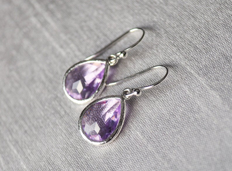 Lilac earrings, February Birthstone Gift, Lilac Birthstone earrings, Bridesmaid earrings, Lilac earrings Birthday Gift for Her