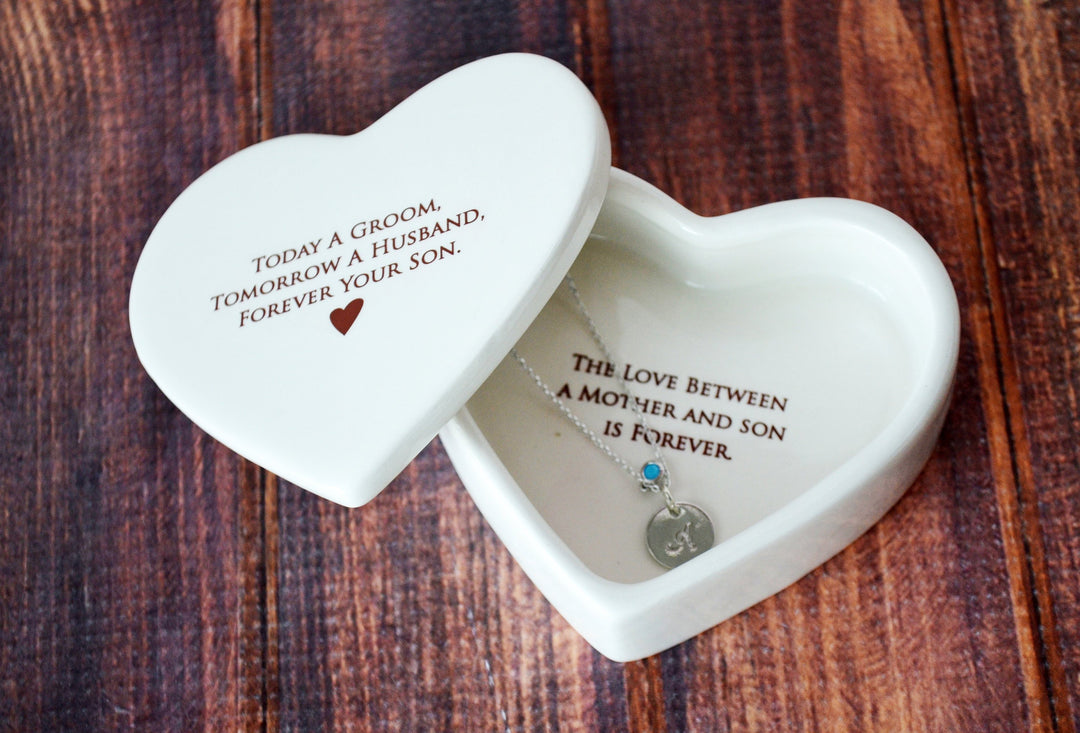 Mother of the Groom Gift, Gift From Groom to Mom With Necklace - Add Custom Text - Heart Keepsake Box - Today a Groom, Tomorrow a Husband ...