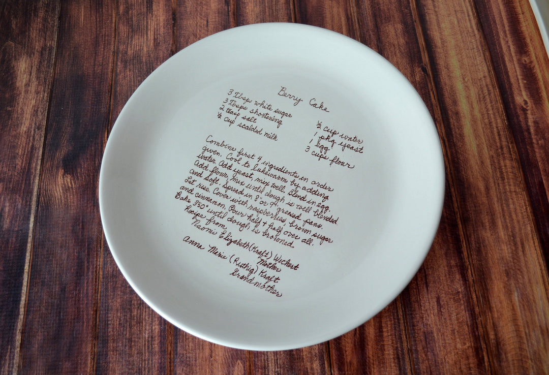 Large Personalized Round Plate with Family Recipe
