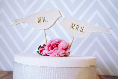 Mr. & Mrs. Bird Wedding Cake Toppers - READY TO SHIP - Large Size
