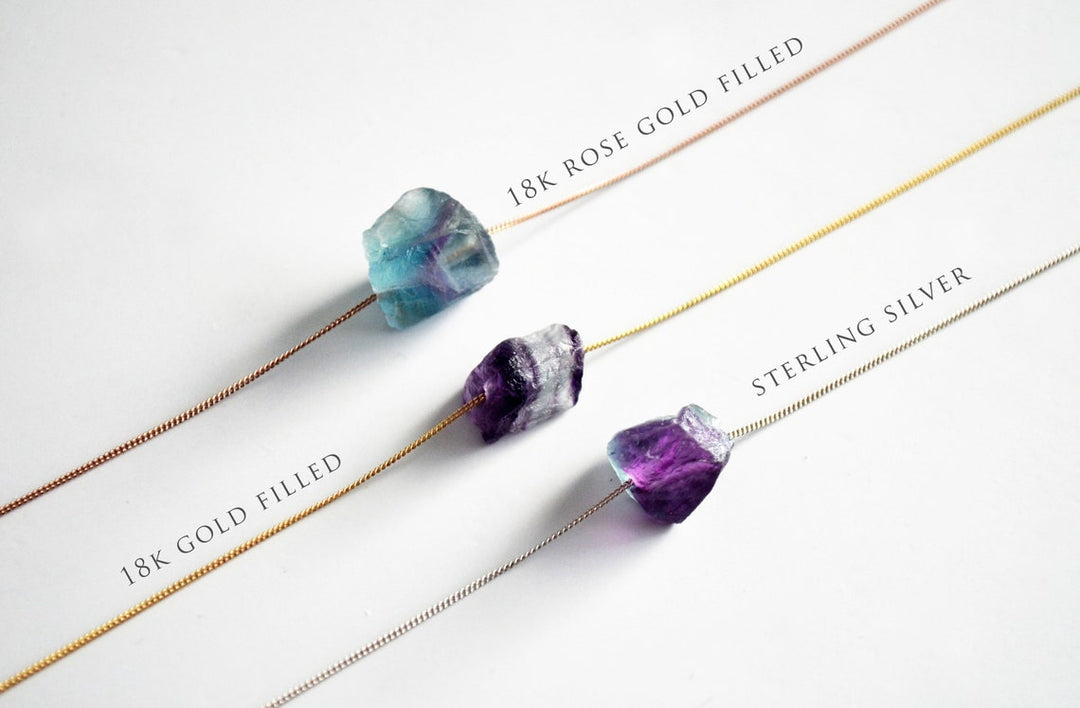 Multi-Fluorite Necklace or Rainbow Fluorite Choker, Multi-Fluorite Layering Necklace, Boho Necklace, Healing Crystal Necklace, Birthday Gift