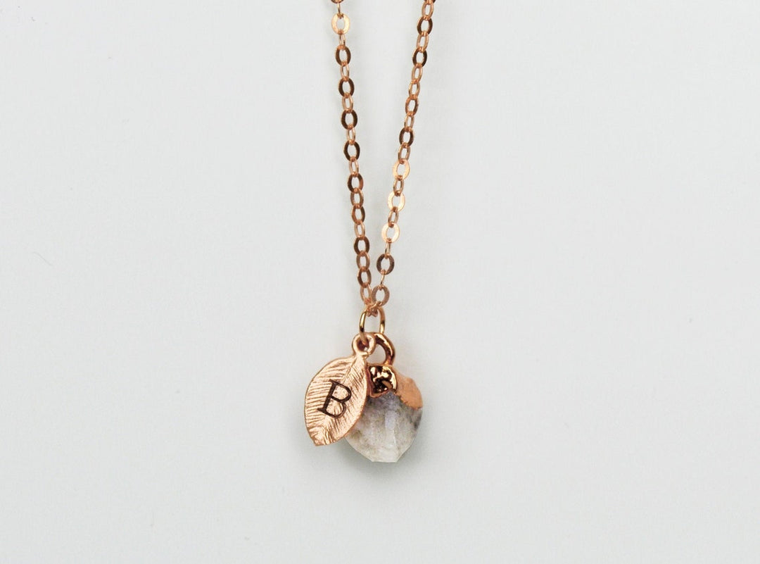 Natural Moonstone Birthstone Necklace, June Birthstone Necklace, Bridesmaid Gift, Layering Necklace. Dainty Raw Gemstone Necklace