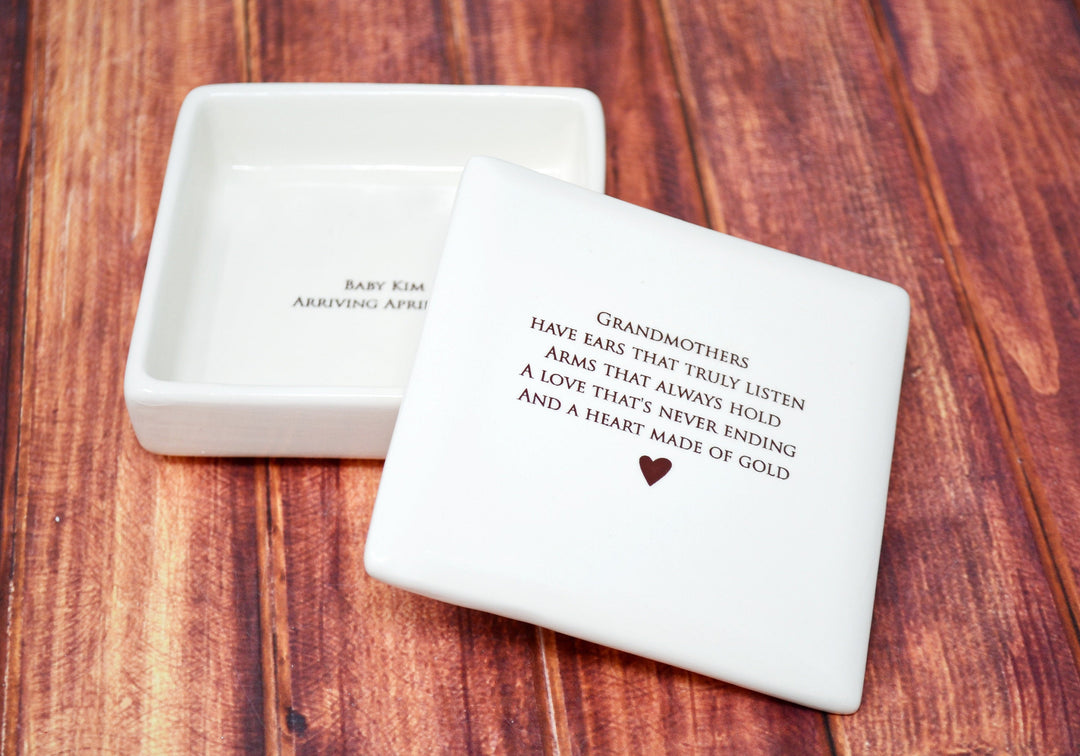 New Grandma Gift, Pregnancy Announcement, Soon-to-be Grandma Gift - Personalized Square Keepsake Box