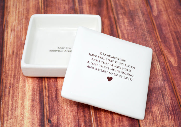 New Grandma Gift, Pregnancy Announcement, Soon-to-be Grandma Gift - Personalized Square Keepsake Box