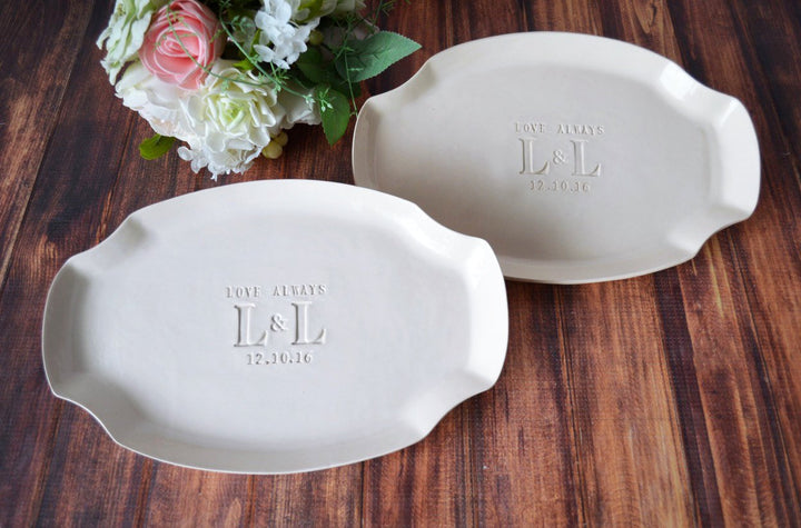 Parent Wedding Gift - Set of Personalized Platters (2) - With Initials and Date