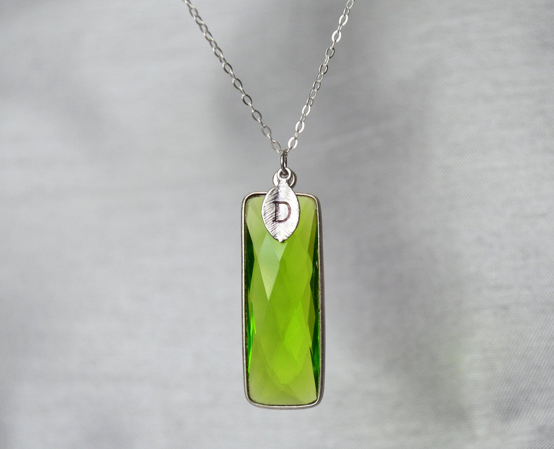 Peridot Necklace, August Birthstone Necklace, Sterling Silver or 18K Gold, Personalized Necklace, Bridesmaid Gift, Mom Necklace