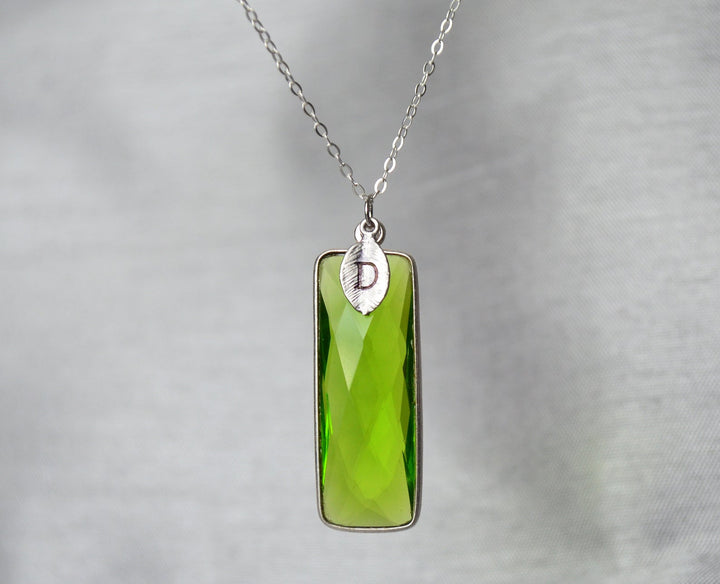 Peridot Necklace, August Birthstone Necklace, Sterling Silver or 18K Gold, Personalized Necklace, Bridesmaid Gift, Mom Necklace