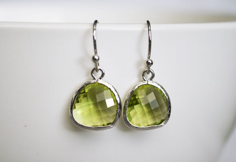 Peridot Earrings, August Birthstone Gift,  August Birthstone earrings, Peridot Jewelry Set