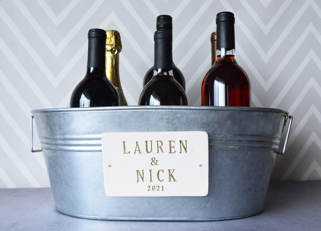 Personalized Wine Bucket, Champagne Bucket, Beverage Tub with Names, Wedding Gift, Anniversary Gift