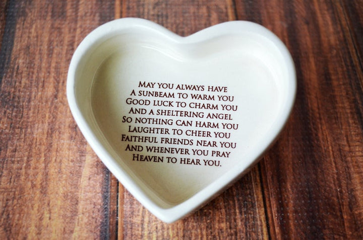 Personalized Baptism Gift, First Communion Gift, Confirmation Gift, Godchild Gift w/ Diamond Cross Bracelet or Necklace - Irish Blessing - Heart Keepsake Box